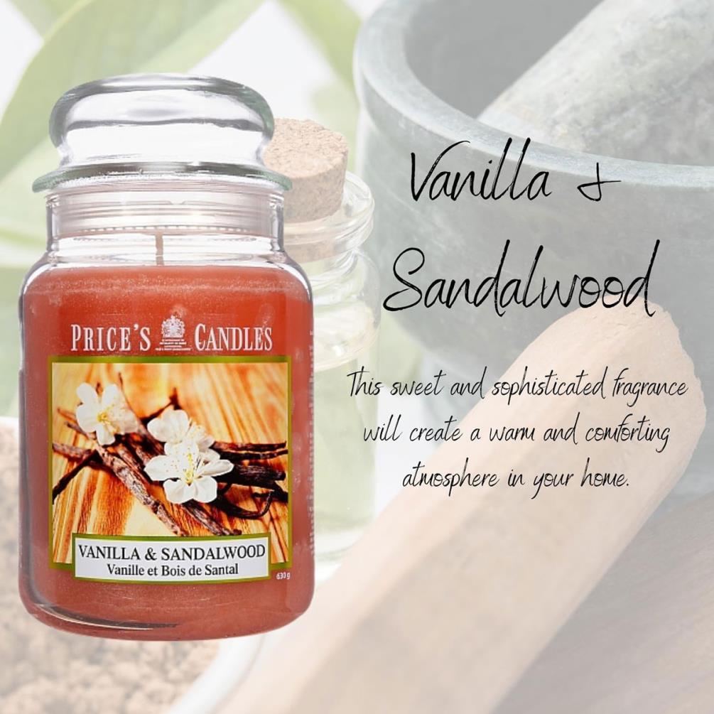 Price's Vanilla & Sandalwood Large Jar Candle Extra Image 1